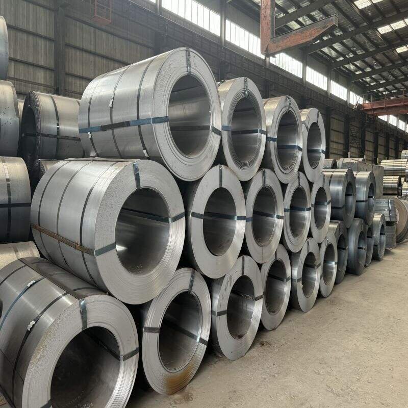 Steel coils in an industrial warehouse